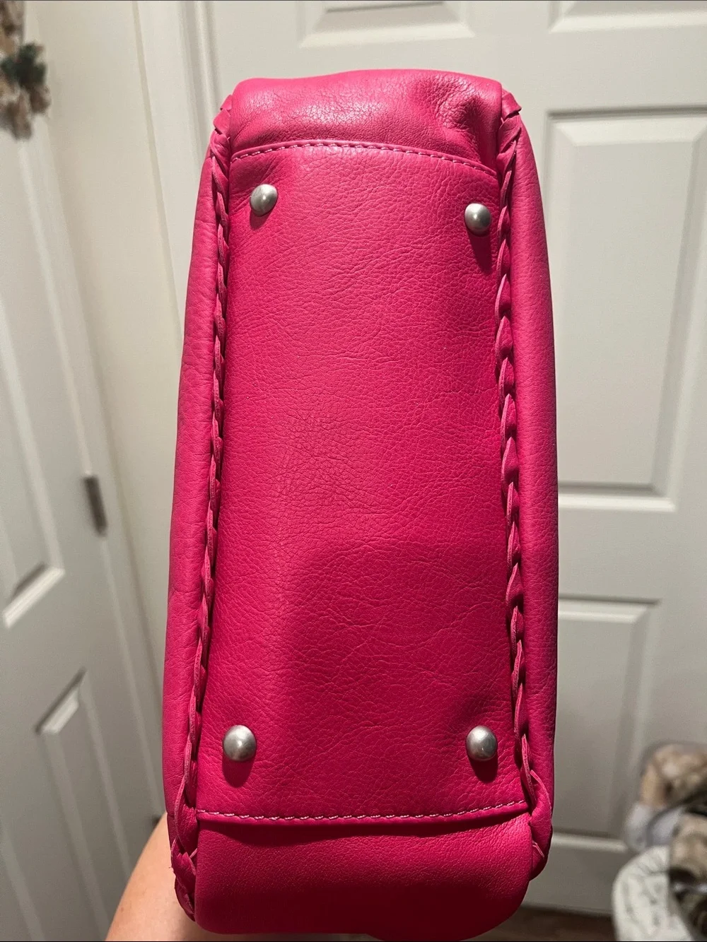 American Leather Fuchsia Dragonfruit Leather Shoulder Bag